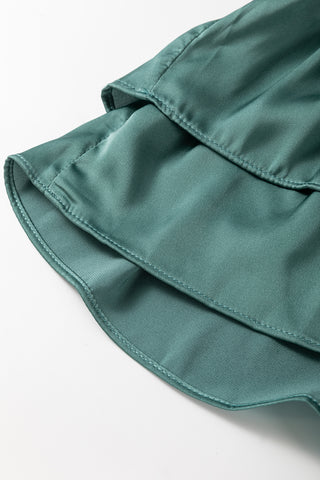 ***CLEARANCE**** Mist Green Tiered Ruffled Puff Sleeve Loose Fit Mini Dress