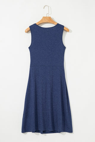 Twisted High Waist Sleeveless V Neck Mini Dress