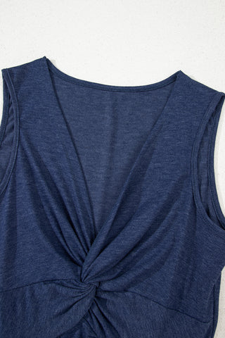 Twisted High Waist Sleeveless V Neck Mini Dress