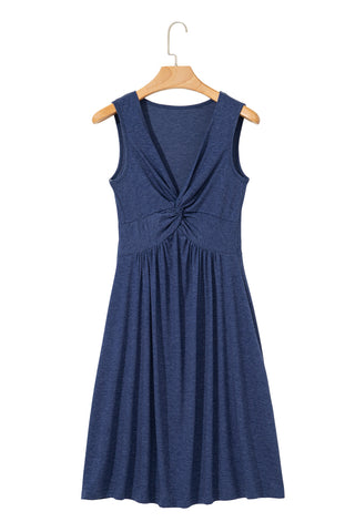 Twisted High Waist Sleeveless V Neck Mini Dress