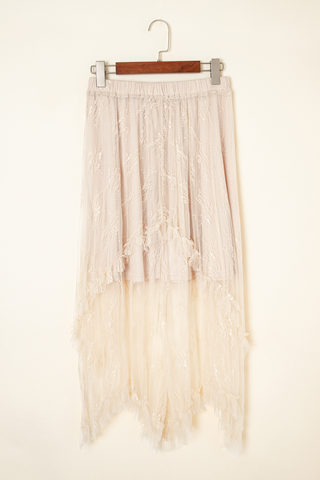 Lace Cascading Tiered High Waist Maxi Skirt