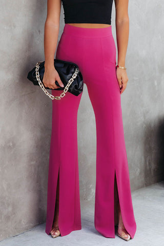 CLEARANCE Rose Split Hem High Waist Pants