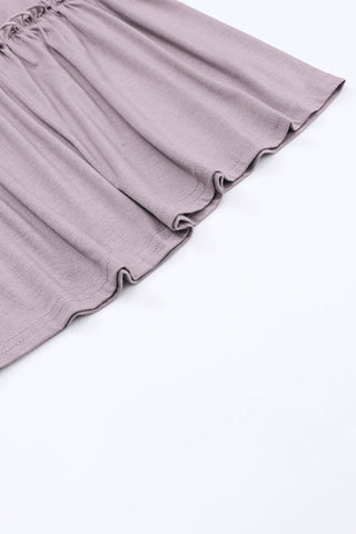 Frilled Drawstring High Waist Wide Leg Pants in light pink or black