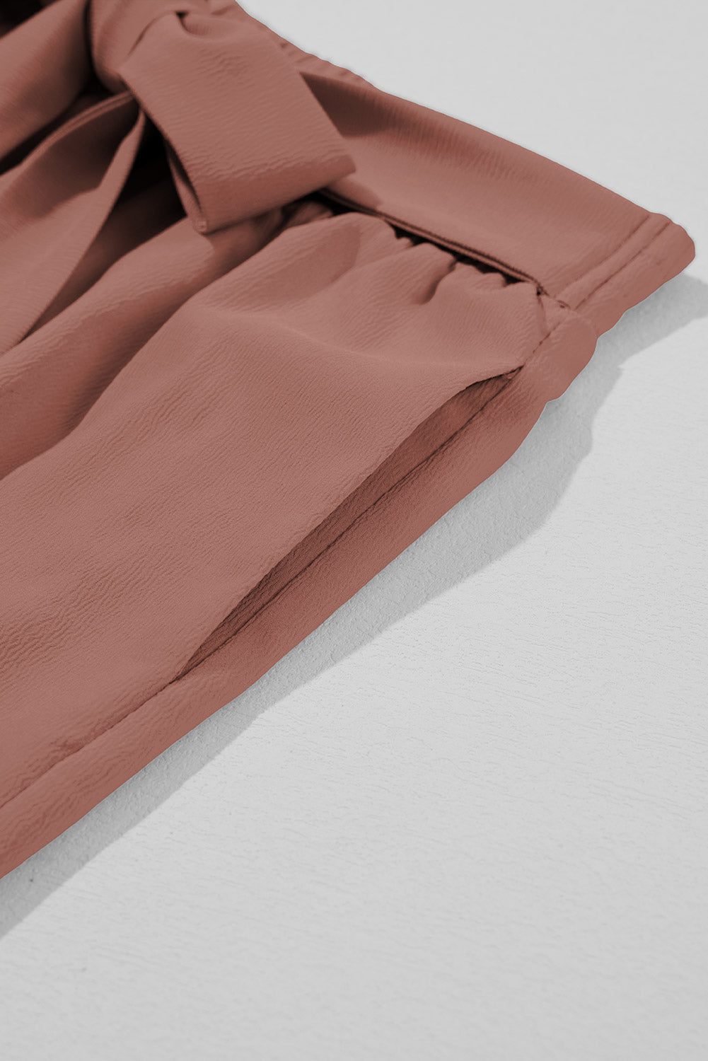 High Waisted Tie Front Side Pocket Wide Leg Flowy Casual Pants