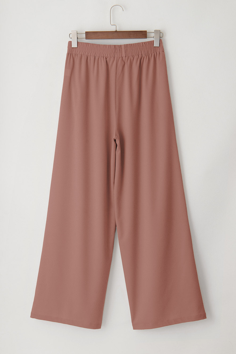 High Waisted Tie Front Side Pocket Wide Leg Flowy Casual Pants