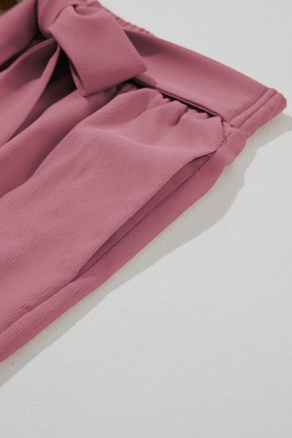 High Waisted Tie Front Side Pocket Wide Leg Flowy Casual Pants