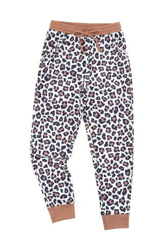 CLEARANCE Leopard Print Elastic Waist Drawstring Joggers