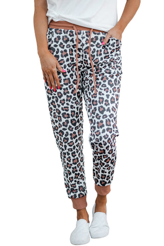 CLEARANCE Leopard Print Elastic Waist Drawstring Joggers
