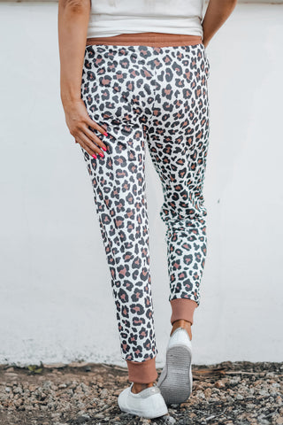 CLEARANCE Leopard Print Elastic Waist Drawstring Joggers