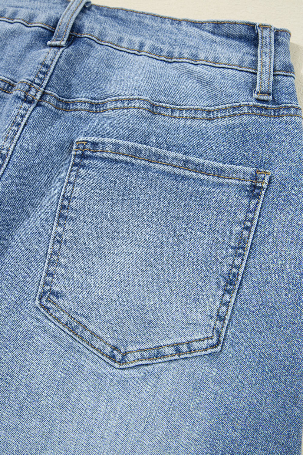 Irregular Distressed Bottom Denim Midi Skirt