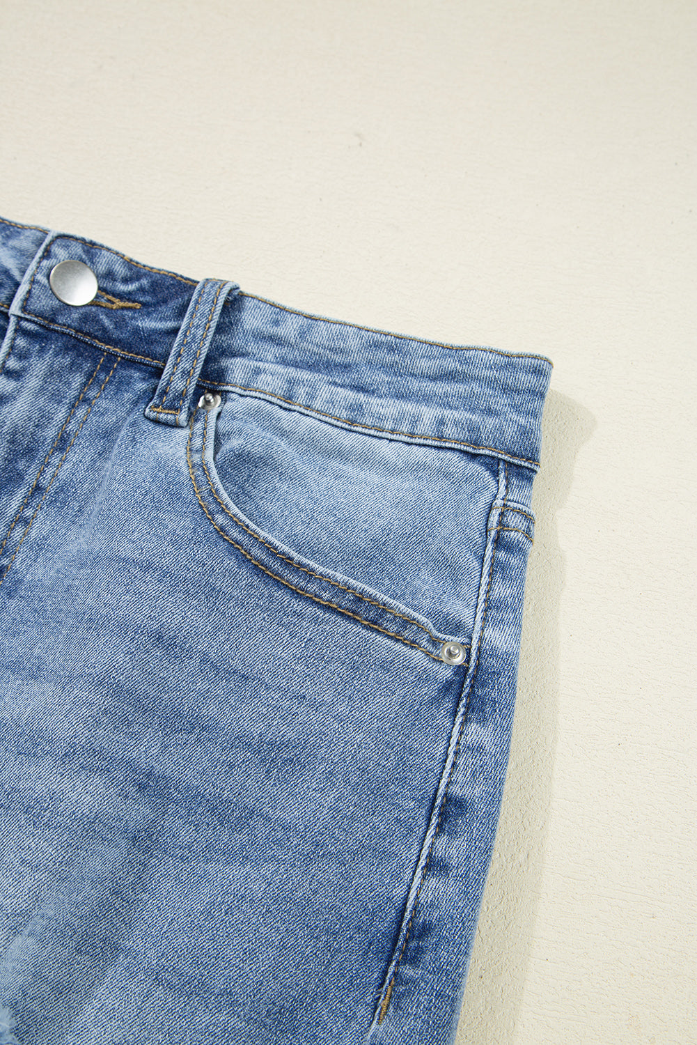 Irregular Distressed Bottom Denim Midi Skirt