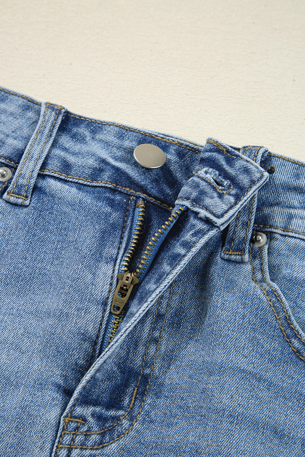 Irregular Distressed Bottom Denim Midi Skirt