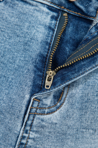 Dusk Blue Western Embroidery Stud Denim Shorts Summer Daily Wear