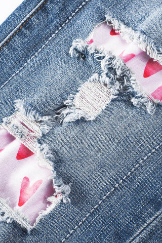 CLEARANCE Blue Valentines Day Heart Patchwork Jeans