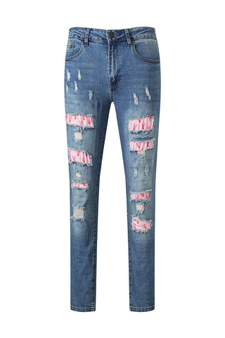 CLEARANCE Blue Valentines Day Heart Patchwork Jeans