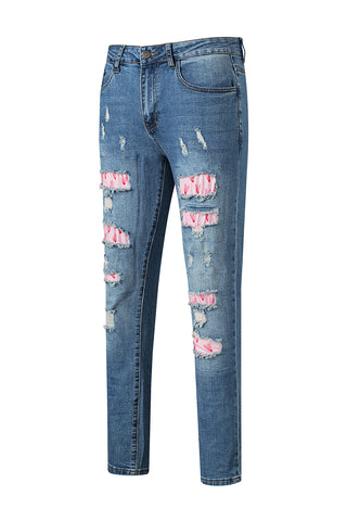CLEARANCE Blue Valentines Day Heart Patchwork Jeans