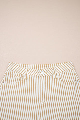 Khaki Stripe Casual Barrel Jeans