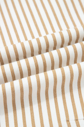 Khaki Stripe Casual Barrel Jeans