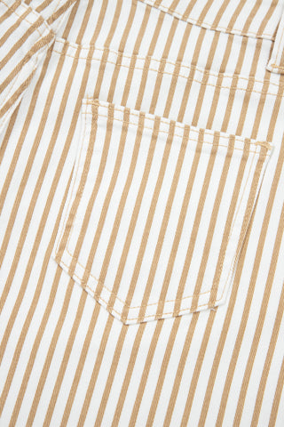Khaki Stripe Casual Barrel Jeans