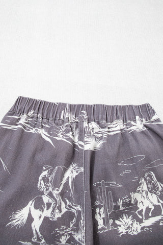 Gray Wild West Riding Vintage Printed Shift Jeans