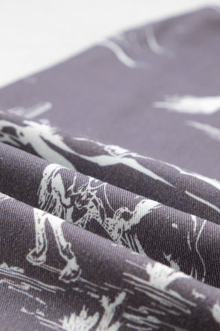 Gray Wild West Riding Vintage Printed Shift Jeans