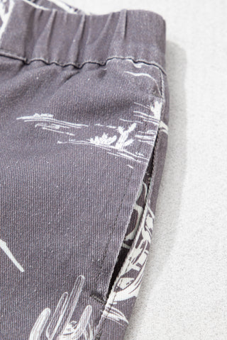 Gray Wild West Riding Vintage Printed Shift Jeans