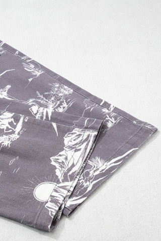 Gray Wild West Riding Vintage Printed Shift Jeans