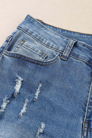 CLEARANCE Highland Cow Print Ripped Straight Leg Graphic Jeans denim