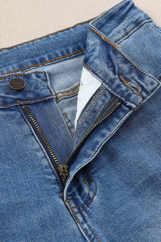 CLEARANCE Highland Cow Print Ripped Straight Leg Graphic Jeans denim