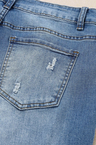 CLEARANCE Highland Cow Print Ripped Straight Leg Graphic Jeans denim