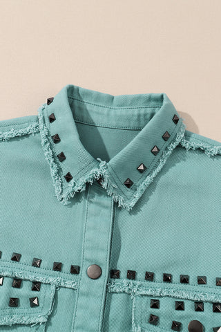 CLEARANCE Frayed Trim Vintage Rivet Denim Jacket