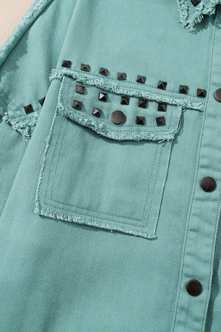 CLEARANCE Frayed Trim Vintage Rivet Denim Jacket
