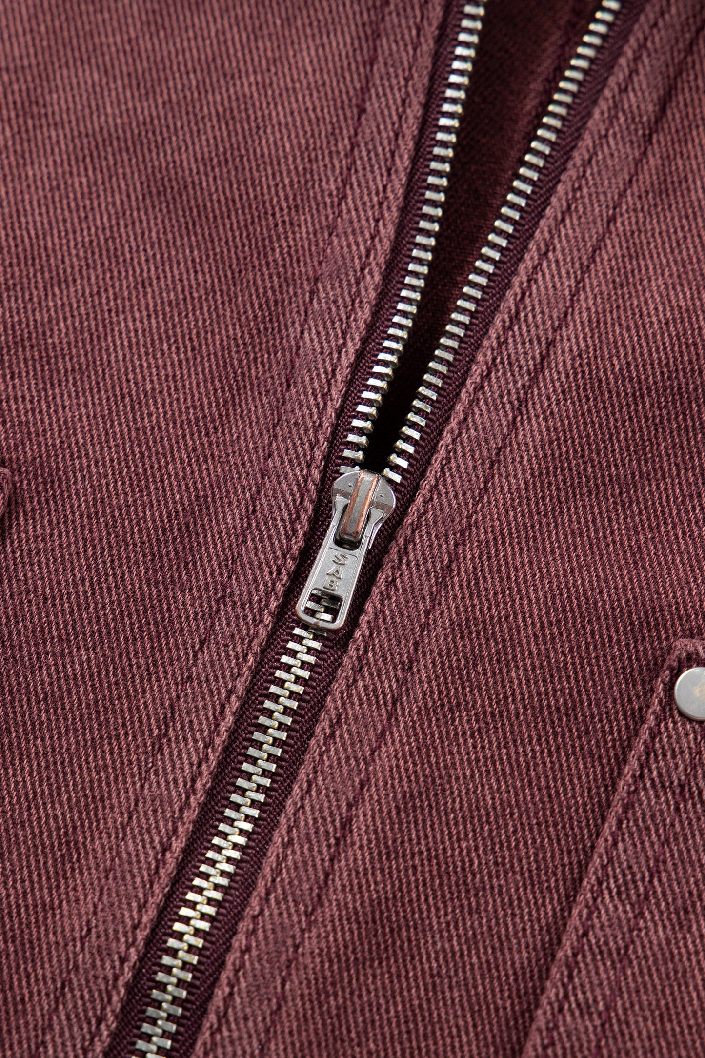 Coffee Corduroy Collar Zipped Front Denim Jacket