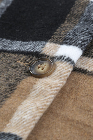 Plaid stripe black tan Buttoned Jacket shacket