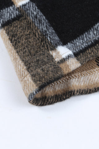 Plaid stripe black tan Buttoned Jacket shacket