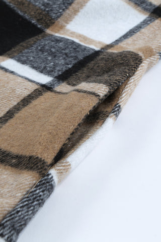 Plaid stripe black tan Buttoned Jacket shacket