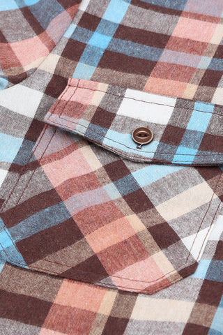 ***clearance ***Multicolor Plaid Leopard Trim Collared Button Up shirt