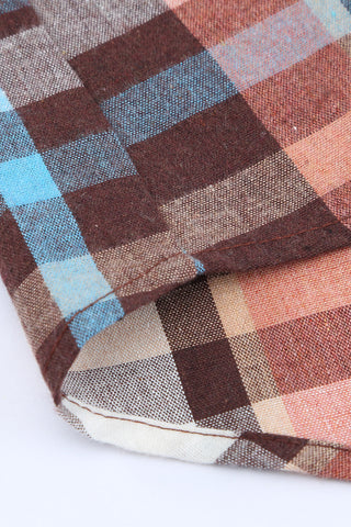 ***clearance ***Multicolor Plaid Leopard Trim Collared Button Up shirt