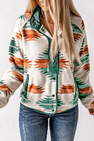 CLEARANCE Western Aztec Snap Buttoned Fleece Jacket