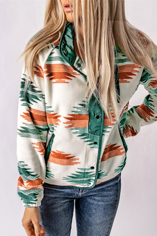 CLEARANCE Western Aztec Snap Buttoned Fleece Jacket