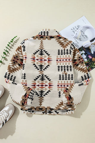 CLEARANCE Aztec Printed Stand Neck Zip Up Jacket