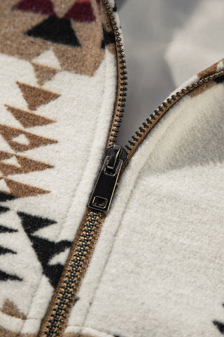 CLEARANCE Aztec Printed Stand Neck Zip Up Jacket
