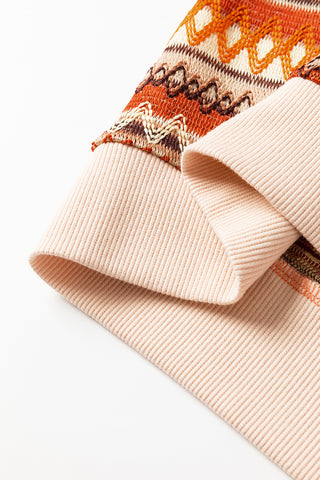 ***CLEARANCE*** Orange Boho Striped Zip Up Long Sleeve Jacket