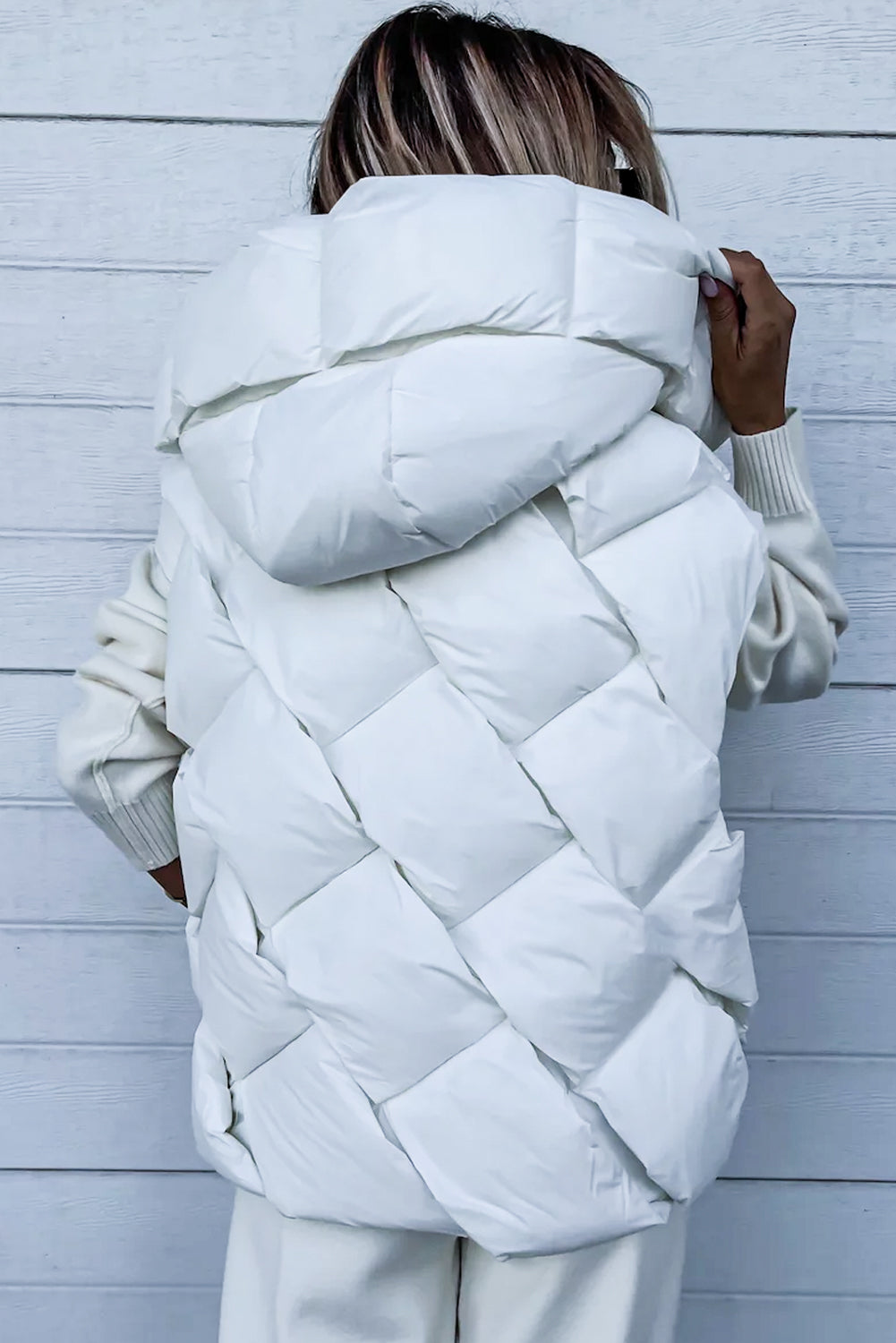 Quilted Zipper Front Thermal Hooded Vest Coat