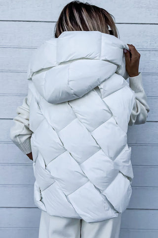 ***CLEARANCE **** Quilted Zipper Front Thermal Hooded Vest Coat