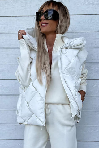 ***CLEARANCE **** Quilted Zipper Front Thermal Hooded Vest Coat