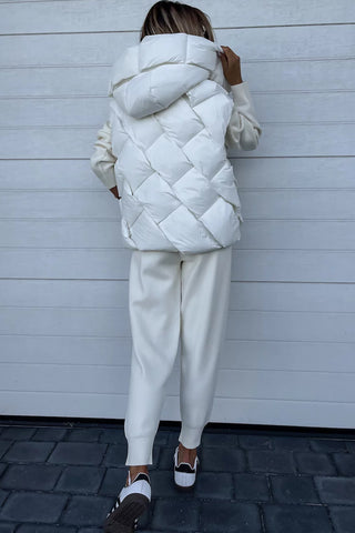 ***CLEARANCE **** Quilted Zipper Front Thermal Hooded Vest Coat