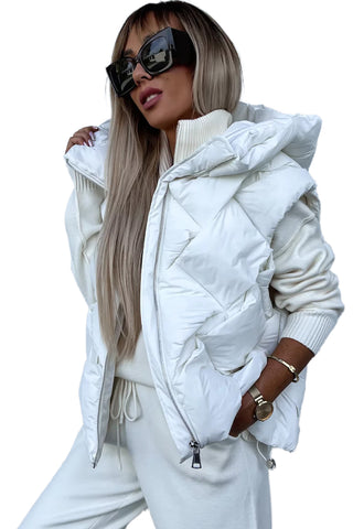 ***CLEARANCE **** Quilted Zipper Front Thermal Hooded Vest Coat