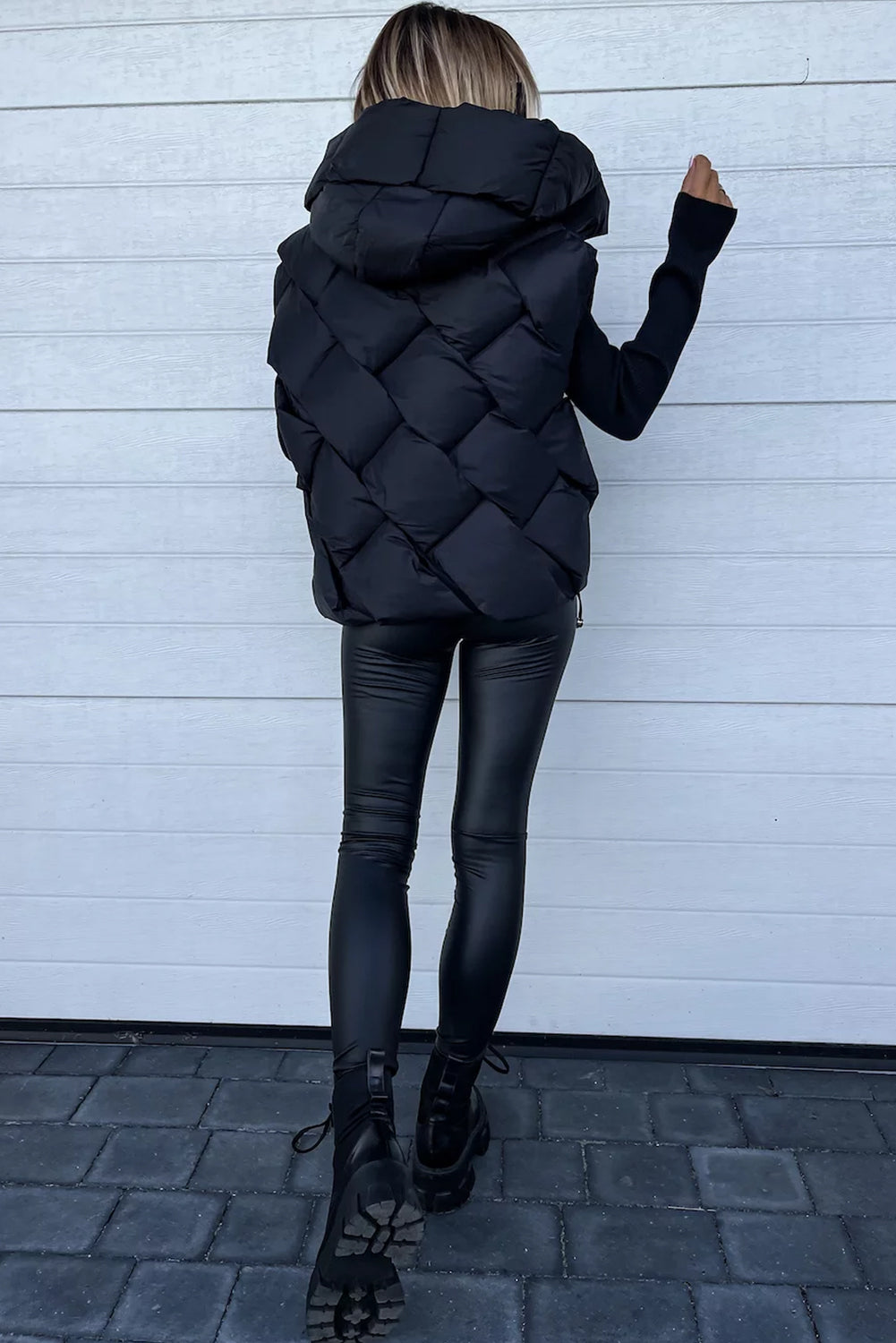 Quilted Zipper Front Thermal Hooded Vest Coat