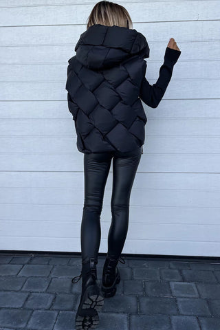 ***CLEARANCE **** Quilted Zipper Front Thermal Hooded Vest Coat